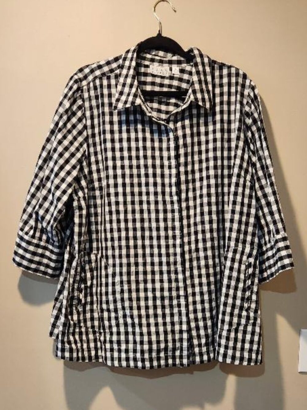 Joan Rivers Women's Black and White Gingham Boyfriend Shirt